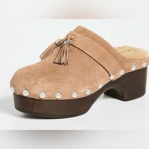 Rag & Bone Faye Shearling Suede Clogs – Size 37 (Fits US 6.5–7)